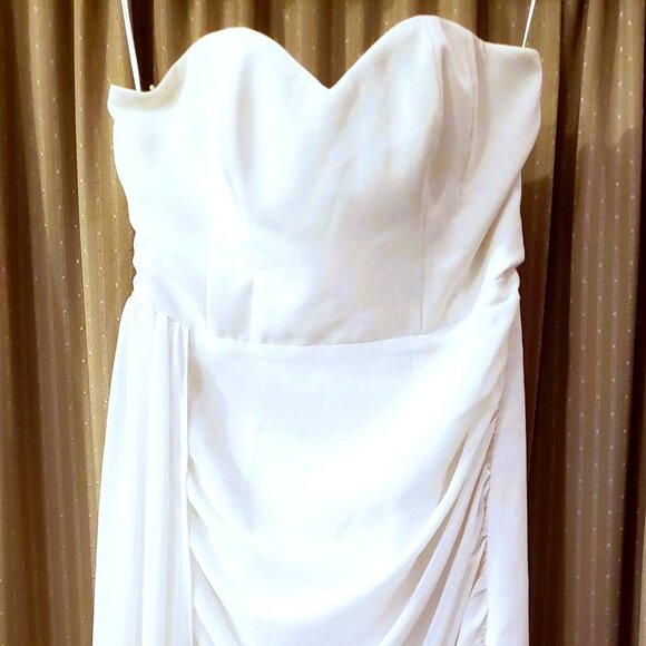 Chiffon Superdown Alivia white strapless dress - Picture 1 of 13